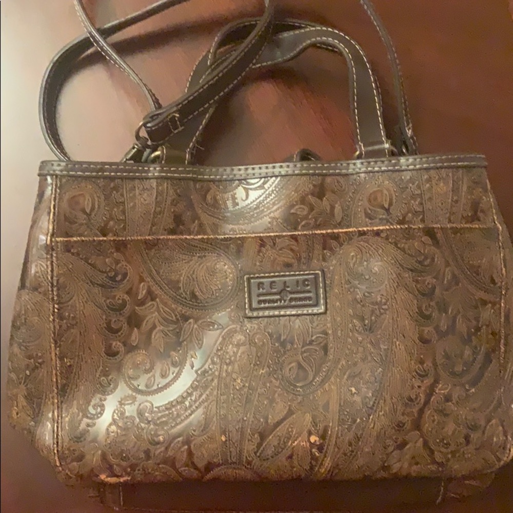 Paisley leather relic bag